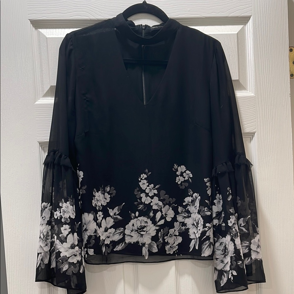White House Black Market Boxy Blouse with Bell Sleeves